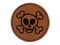 Skull and Crossbones Doodle Round Iron-On Engraved Faux Leather Patch Applique - 2.5"